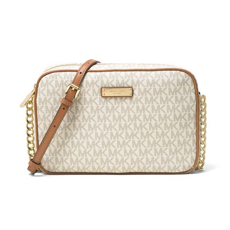 Michael Kors Jet Set Signature PVC Crossbody in Vanilla 